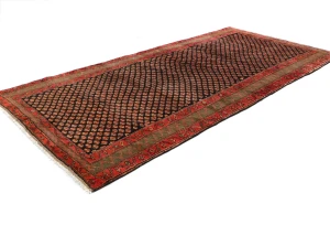 Vintage Plum Floral 4'7X9'5 Kashan Boteh Persian Rug