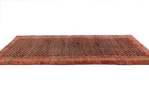 Vintage Plum Floral 4'7X9'5 Kashan Boteh Persian Rug