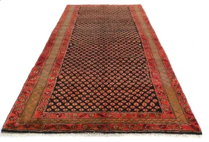 Vintage Plum Floral 4'7X9'5 Kashan Boteh Persian Rug