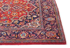 Vintage Red Traditional 3'6X5'4 Kashan Persian Rug