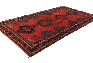Vintage Red Geometric Tribal 4'4X7'7 Hamedan Persian Rug