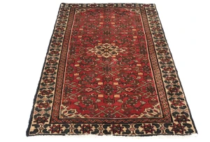 Vintage Red Floral Tribal 3X5 Hamedan Persian Rug