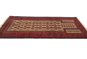 Vintage Cream Tribal 3X5 Balouch Persian Rug