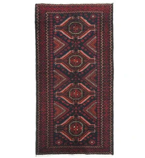 Vintage Dark Purple-navy Tribal 2'10X5'5  Balouch Persian Rug