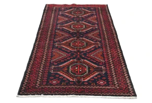 Vintage Dark Purple-navy Tribal 2'10X5'5  Balouch Persian Rug