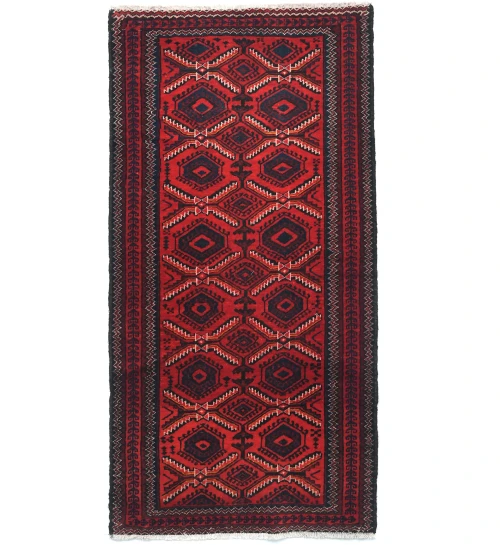 Vintage Red Tribal 3X6 Balouch Persian Rug