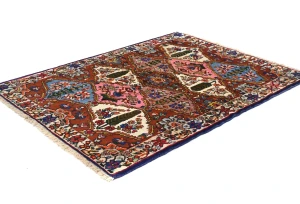 Vintage Rusty Red Floral 3X5 Bakhtiari Persian Rug
