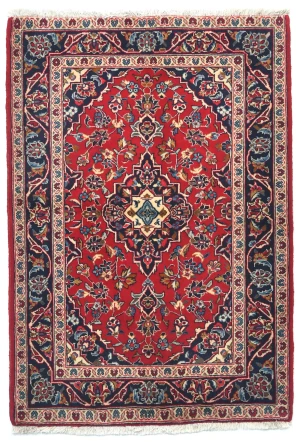 Vintage Red Traditional Floral 3X5 Kashan Persian Rug
