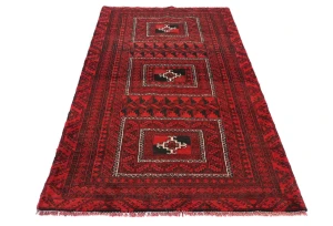 Vintage Red Tribal 3X6 Balouch Persian Rug