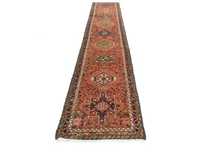 Vintage Tribal Reddish Orange 2'3 X 12'9 Karajeh Persian Runner Rug