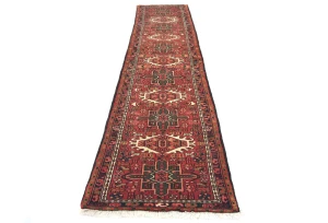 Vintage Red Geometric 2X10 Karajeh Persian Runner Rug