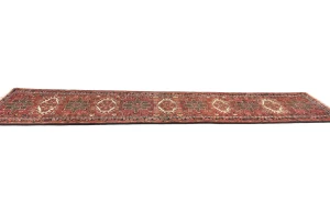 Vintage Red Geometric 2X10 Karajeh Persian Runner Rug