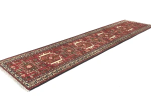 Vintage Red Geometric 2'4X9'5 Karajeh Persian Runner Rug