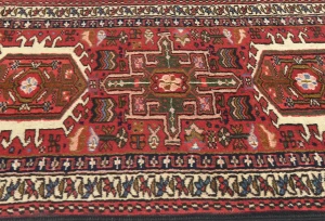 Vintage Red Geometric 2'4X9'5 Karajeh Persian Runner Rug