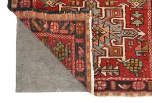 Vintage Red Geometric 2'6 X 9'4 Karajeh Persian Runner Rug