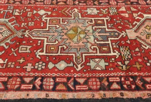 Vintage Red Geometric 2'6 X 9'4 Karajeh Persian Runner Rug