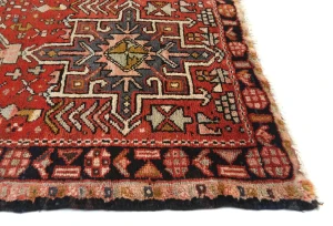 Vintage Red Geometric 2'6 X 9'4 Karajeh Persian Runner Rug