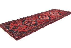 Vintage Red Floral Tribal 3'5X9'10 Hamedan Persian Rug