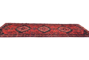 Vintage Red Floral Tribal 3'5X9'10 Hamedan Persian Rug