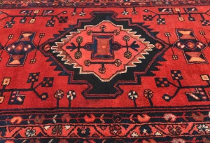 Vintage Red Floral Tribal 3'5X9'10 Hamedan Persian Rug