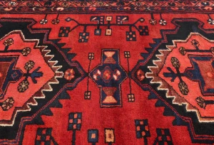 Vintage Red Floral Tribal 3'5X9'10 Hamedan Persian Rug