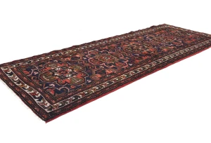 Vintage Purple-navy Floral 3'6X9'6 Hamedan Persian Runner Rug