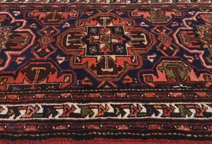 Vintage Purple-navy Floral 3'6X9'6 Hamedan Persian Runner Rug