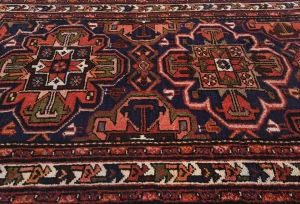 Vintage Purple-navy Floral 3'6X9'6 Hamedan Persian Runner Rug