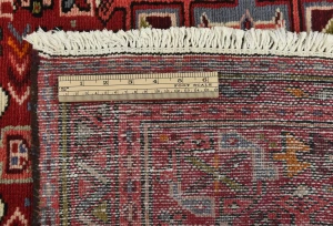 Vintage Red Geometric 2'8X10'3 Karajeh Persian Runner Rug