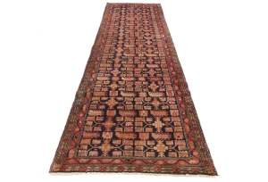 Vintage Plum Allover Tribal 3x10 Hamedan Persian Rug