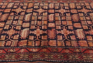 Vintage Plum Allover Tribal 3x10 Hamedan Persian Rug