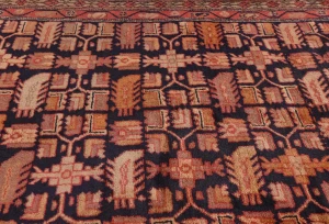 Vintage Plum Allover Tribal 3x10 Hamedan Persian Rug