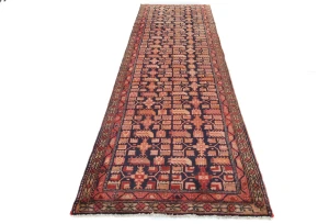 Vintage Plum Allover Tribal 3x10 Hamedan Persian Rug