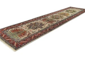 Vintage Cream Floral 3X12 Tabriz Persian Runner Rug