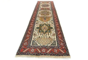 Vintage Cream Floral 3X12 Tabriz Persian Runner Rug