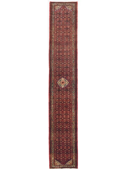 Semi Antique Red Floral Tribal 3x16 Hamedan Persian Rug