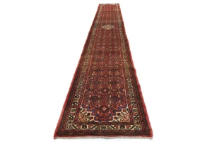 Semi Antique Red Floral Tribal 3x16 Hamedan Persian Rug