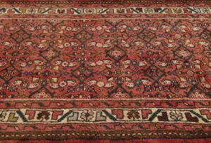 Semi Antique Red Floral Tribal 3x16 Hamedan Persian Rug