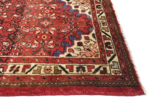Semi Antique Red Floral Tribal 3x16 Hamedan Persian Rug