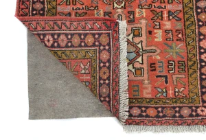 Vintage Red Geometric 2'6 X 12'3 Karajeh Persian Runner Rug
