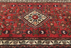 Vintage Red Floral Tribal 3X19 Hamedan Persian Runner Rug