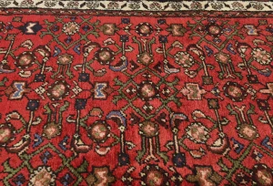 Vintage Red Floral Tribal 3X19 Hamedan Persian Runner Rug