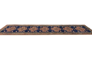 Vintage Purple-navy Tribal 3X11 Ardabil Persian Runner Rug