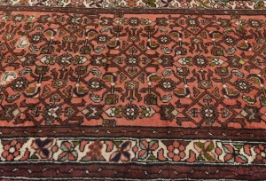 Vintage Bittersweet Red Floral Tribal 2'6X12'5 Hamedan Persian Runner Rug