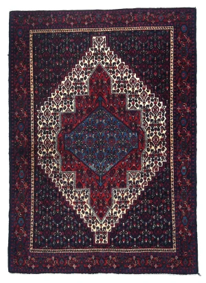Vintage Geometric Plum 4X5'5 Bidjar Persian Rug