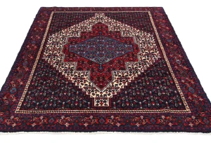 Vintage Geometric Plum 4X5'5 Bidjar Persian Rug