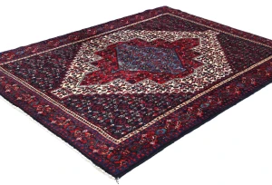 Vintage Geometric Plum 4X5'5 Bidjar Persian Rug