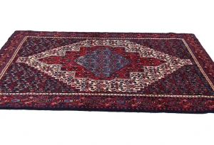 Vintage Geometric Plum 4X5'5 Bidjar Persian Rug