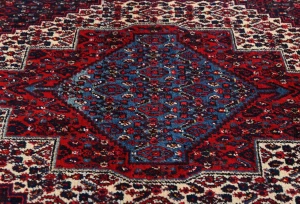 Vintage Geometric Plum 4X5'5 Bidjar Persian Rug