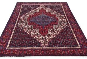 Vintage Geometric Plum 4X5'5 Bidjar Persian Rug